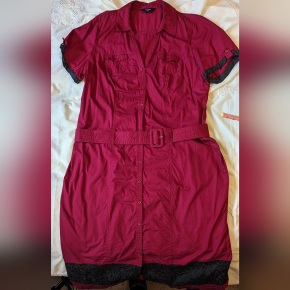 Reitmans Plus sz16 red belted shirt dress VGUC - Picture 8 of 8